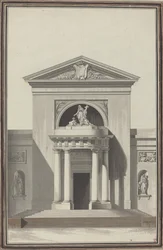 Gevel voor een Kerk met een Beeld dat Geloof Voorstelt
