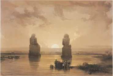 Egypte en Nubië, Deel II: Beelden van Memnon in Thebe, tijdens de Overstroming, 1848