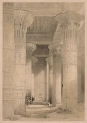 Egypte en Nubië: Deel I - Frontispice, Uitzicht onder het grote portiek, Philae, 1838