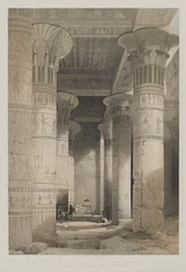 Egypte en Nubië, Deel I: Uitzicht onder het grote portiek van de tempel, Philae, 1846