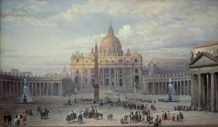 Exterieur van St. Pieter, Rome, vanaf het Piazza