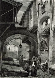 Het getto, Rome, gegraveerd door S.V. Hunt, Cassell und Company, 1847