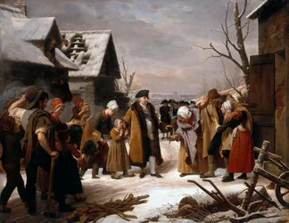 Lodewijk XVI deelt tijdens de winter van 1788 aalmoezen uit aan de armen van Versailles