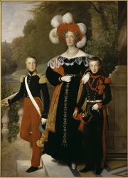 Koningin Marie-Amélie met haar kinderen