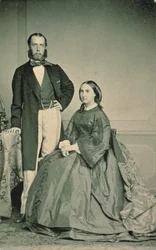 Maximiliaan van Habsburg-Lotharingen (1832-67) en Charlotte van Saksen-Coburg-Gotha (1840-1927), keizer en keizerin van Mexico, voor hun vertrek naar Mexico, 1864