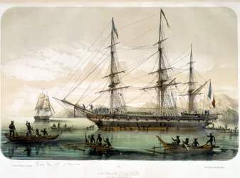 De Astrolabe en de Zélée arriveren in Noukahiva