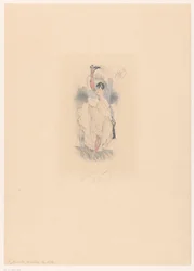 Cancan-danseres met gestrekt been achter haar hoofd