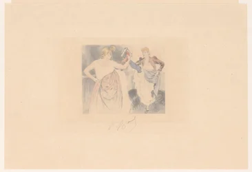 Twee cancan-danseressen met opgeheven benen