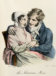 De negende maand, gravure door Louis-Leopold Boilly