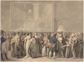 Het Publiek in de Salon van het Louvre, Bekijkt het Schilderij van de "Sacre"