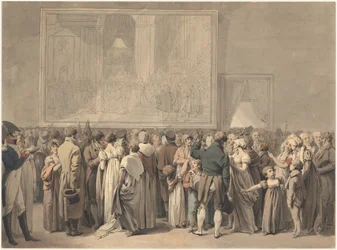 Het publiek in de salon van het Louvre, kijkend naar het schilderij van de 
