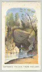 Ingang van de grot vanaf het meer, uit de serie, Uitzichten in Central Park, New York, Deel 2, 1864
