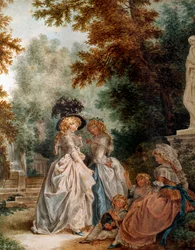 Wandeling in het park. Elegante jonge vrouwen tijdens een moment van ontspanning in een tuin