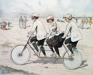 Driezits tandem aan de waterkant