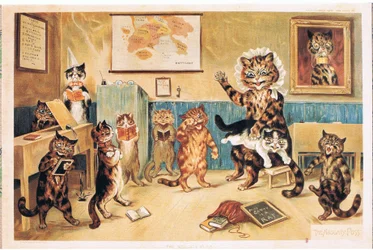 De ondeugende kat, ansichtkaart, jaren 1960