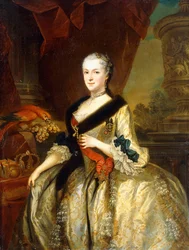 Portret van Maria Josepha, Koningin van Polen, staand driekwart lengte