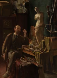 Kunstenaar in zijn atelier