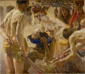 Salome en het hoofd van Johannes de Doper (schilderij op doek)