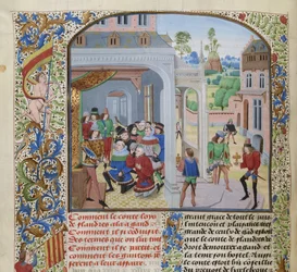 Hulde van Lodewijk II van Male door een deputatie uit Gent, ca. 1470-1475