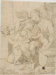 Heilige Familie met het Kind Johannes de Doper en Engelen