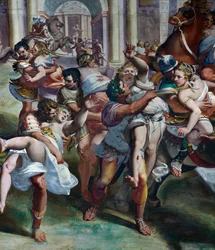 De Verkrachting van de Sabijnse Vrouwen door Luca Cambiaso, detail