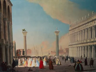De Piazzetta, Venetië, kijkend naar het Zuiden vanaf de Voorgevel van San Marco