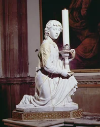 Engel met een kaars (glazuur keramiek) (detail)