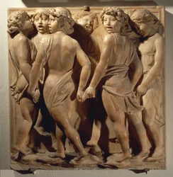 Laudate Eum in choro (Psalm 150, Laudate Dominum), paneel met jongens die zingen en dansen in een cirkel