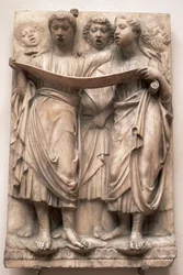 Zingende engelen, reliëf uit de Cantoria van Luca della Robbia (1400-82), ca. 1435