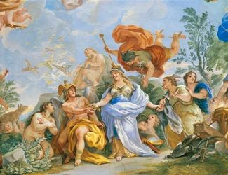 Fresco met de apotheose van de familie Medici door Luca Giordano (1634-1705), detail
