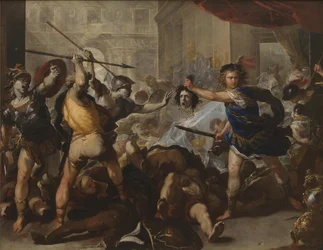 Perseus verandert Phineas en zijn volgelingen in steen, begin 1680s