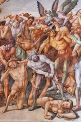 Vervloekten naar de hel (detail met duivels en vervloekten)