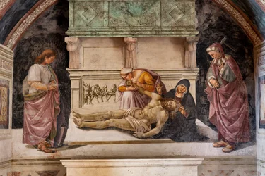 Rouw om de dode Christus tussen de twee heiligen van Orvieto