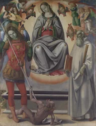 De Hemelvaart van de Maagd met Heiligen Michael en Benedictus