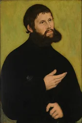 Duits: Maarten Luther als Junker Jörg Portret van Maarten Luther als Junker Jörg