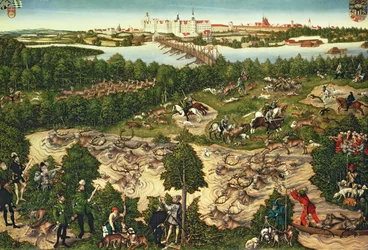 Jacht ter Ere van Keizer Karel V bij Kasteel Hartenfels, Torgau, 1544