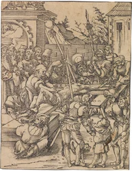 Martelaarschap van Sint Bartholomeus. Uit de serie Martelaarschap van de Twaalf Apostelen, ca. 1520