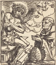 Sint Bernardus die de Man van Smarten Aanbidt