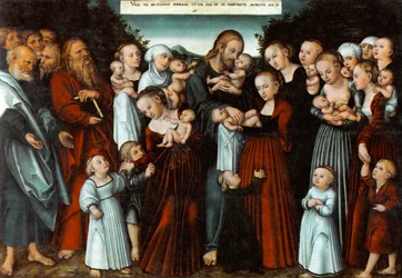 Duits: Christus segnet die Kinder Christus zegent de kinderen
