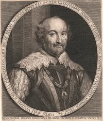 Excellentissimus Dominus, D. Joannes, Graaf van Nassau, Cattinelli Boci, vianden Dietz & c. Ridder van het Gouden Vlies. S.Ma. Cæs. Mareschallus Cath. Reg. in België Generaal van de Ruiterij & c.