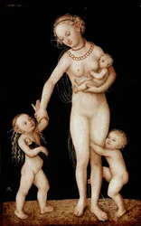 Liefdadigheid Schilderij door Lucas Cranach de Oude (1472-1553)