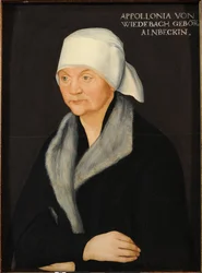 Portret van Apollonia von Wiedebach, door Lucas Cranach de Oude (1472-1553). Olie op hout, ca. 1524. Afmetingen: 38,7 x 28,7 cm. Dresden Staatskunstcollecties