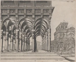 Loggia met Satyr Termen en een Tuin