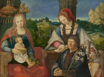 Maria met Kind, de heilige Maria Magdalena en schenker (afgescheiden buitenpaneel, inv.-nr. 7713)