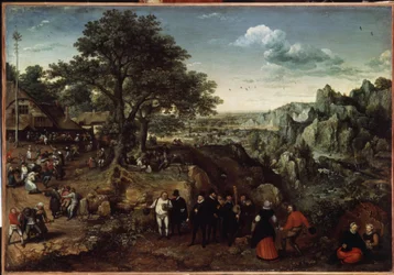 Landschap met een dorpsfeest