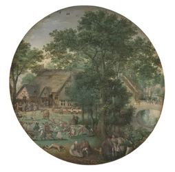Boerenbruiloft. De bruiloftsdans in de open lucht
