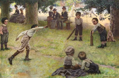 Jongens die Cricket Spelen