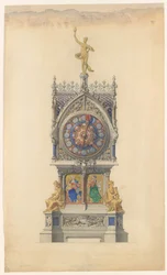 Ontwerp voor geëmailleerde klok, ca. 1882