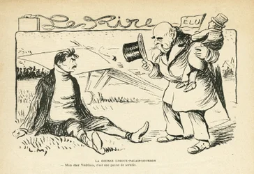 Illustratie in Le Rire, 30/03/12 - De Limoux-Palais-Bourbon race - Verkiezingen, Luchtvaart - Vedrines Jules (1881-1919) (gravure)