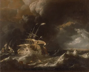 Nederlandse Koopvaardijschepen in een Storm